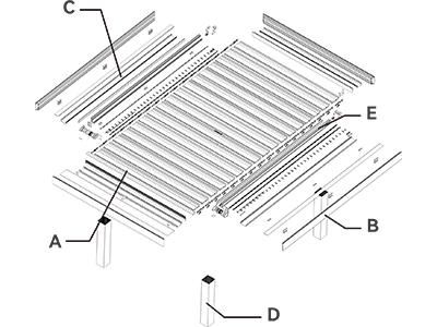 Retractable louvre pergola dimension planning diagram